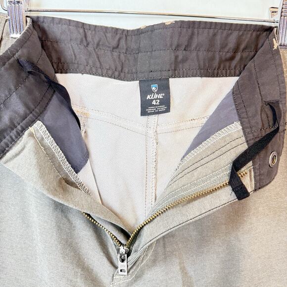 Kuhl Mens SIZE 42 Amphibia Quick Dry Shorts Style # 5129 Dark Gray/Green Khaki - Picture 10 of 11